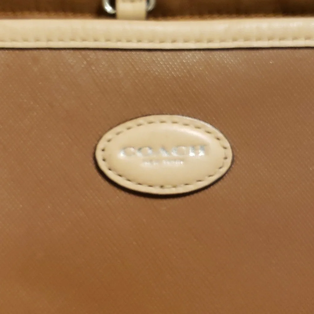 Coach brown and tan leather satchel for women - Picture 5 of 10